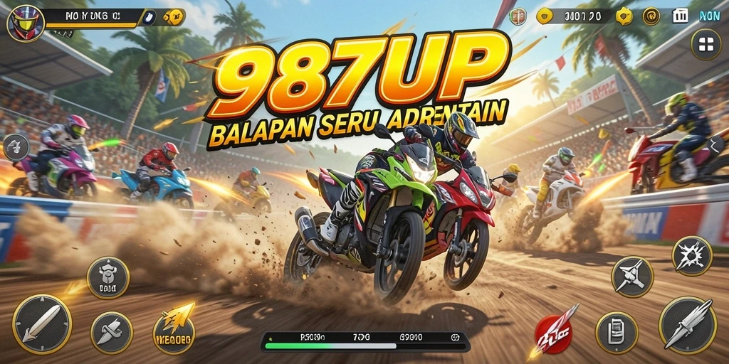 Tampilan gameplay <strong>987UP</strong> yang mendebarkan saat balapan.